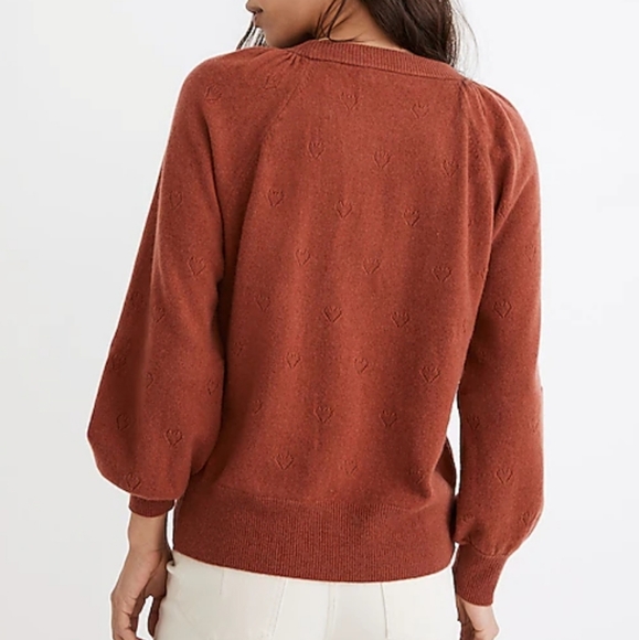 Madewell Cashmere Heart Pointelle Crewneck Sweater Purple Size Medium - Picture 9 of 9